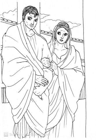 The Wife Saying That Pilate Should Have Nothing To Do With Jesus Coloring Page